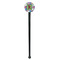 Blue Madras Plaid Print Black Plastic 7" Stir Stick - Round - Single Stick