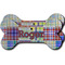 Blue Madras Plaid Print Ceramic Flat Ornament - Bone Front & Back Double Print