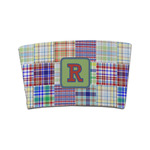 Blue Madras Plaid Print Coffee Cup Sleeve (Personalized)