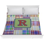 Blue Madras Plaid Print Comforter - King (Personalized)