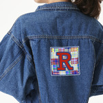 Blue Madras Plaid Print Twill Iron On Patch - Custom Shape - X-Large (Personalized)