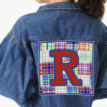 Blue Madras Plaid Print Twill Iron On Patch - Custom Shape - 3XL (Personalized)