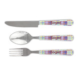 Blue Madras Plaid Print Cutlery Set (Personalized)