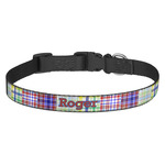 Blue Madras Plaid Print Dog Collar - Medium (Personalized)