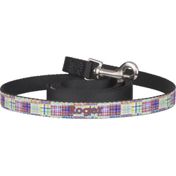 Blue Madras Plaid Print Dog Leash (Personalized)