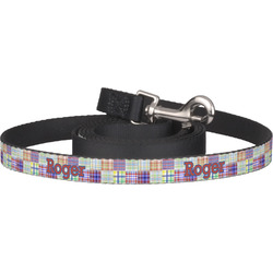 Blue Madras Plaid Print Dog Leash (Personalized)