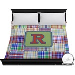 Blue Madras Plaid Print Duvet Cover - King (Personalized)