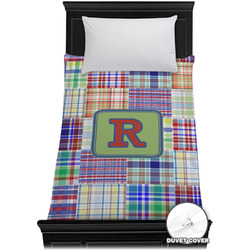 Blue Madras Plaid Print Duvet Cover - Twin XL (Personalized)