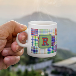 Blue Madras Plaid Print Single Shot Espresso Cup - Single (Personalized)