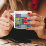 Blue Madras Plaid Print Double Shot Espresso Cup - Single (Personalized)