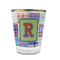 Blue Madras Plaid Print Glass Shot Glass - With gold rim - FRONT