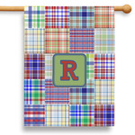 Blue Madras Plaid Print 28" House Flag - Single Sided (Personalized)