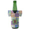 Blue Madras Plaid Print Jersey Bottle Cooler - Set of 4 - FRONT (on bottle)