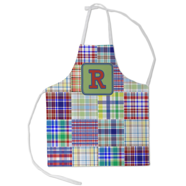 Custom Blue Madras Plaid Print Kid's Apron - Small (Personalized)