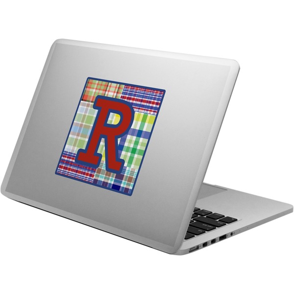 Custom Blue Madras Plaid Print Laptop Decal (Personalized)