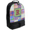 Blue Madras Plaid Print Large Backpack - Black - Angled View