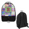 Blue Madras Plaid Print Large Backpack - Black - Front & Back View