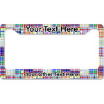 Blue Madras Plaid Print License Plate Frame - Style B (Personalized)