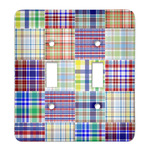 Blue Madras Plaid Print Light Switch Cover (2 Toggle Plate)