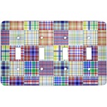 Blue Madras Plaid Print Light Switch Cover (4 Toggle Plate)