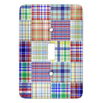 Blue Madras Plaid Print Light Switch Cover