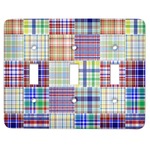 Blue Madras Plaid Print Light Switch Cover (3 Toggle Plate)