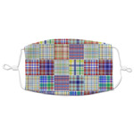 Blue Madras Plaid Print Adult Cloth Face Mask - XLarge