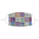 Blue Madras Plaid Print Adult Cloth Face Mask