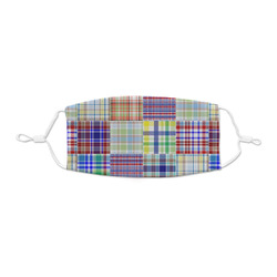 Blue Madras Plaid Print Kid's Cloth Face Mask - XSmall