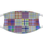 Blue Madras Plaid Print Cloth Face Mask (T-Shirt Fabric)