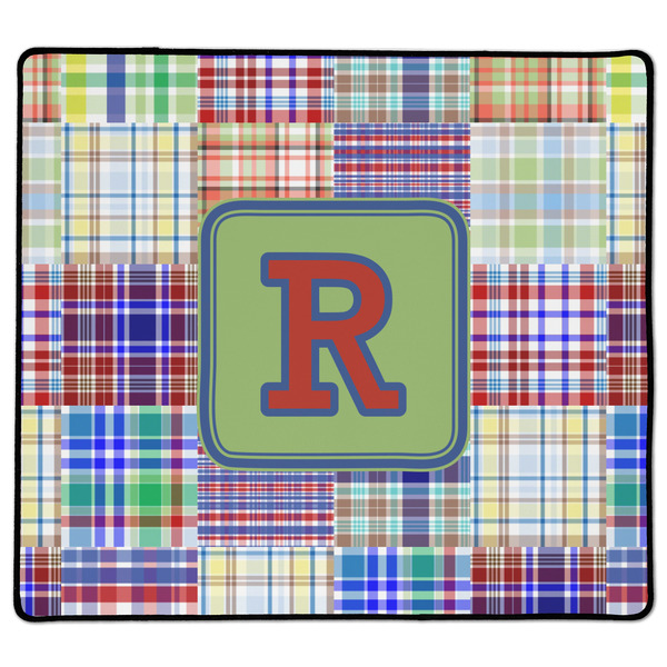 Custom Blue Madras Plaid Print XL Gaming Mouse Pad - 18" x 16" (Personalized)