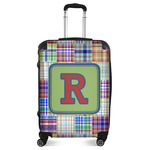 Blue Madras Plaid Print Suitcase - 24" Medium - Checked (Personalized)