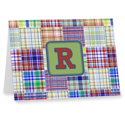 Blue Madras Plaid Print Note cards (Personalized)