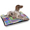 Blue Madras Plaid Print Outdoor Dog Beds - Large - IN CONTEXT