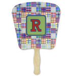 Blue Madras Plaid Print Paper Fan (Personalized)