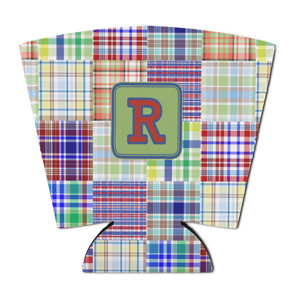 Custom Blue Madras Plaid Print Party Cup Sleeve - with Bottom (Personalized)