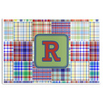 Blue Madras Plaid Print Disposable Paper Placemats (Personalized)