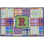 Blue Madras Plaid Print Door Mat - 36"x24" (Personalized)