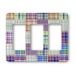 Blue Madras Plaid Print Rocker Style Light Switch Cover - Three Switch