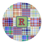 Blue Madras Plaid Print 5' Round Indoor Area Rug (Personalized)