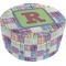 Blue Madras Plaid Print Round Pouf Ottoman (Top)