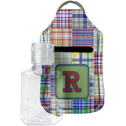 Blue Madras Plaid Print Hand Sanitizer & Keychain Holder - Small (Personalized)