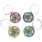 Blue Madras Plaid Print Wine Charms (Set of 4) (Personalized)