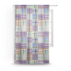 Blue Madras Plaid Print Sheer Curtain - 50"x84"