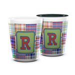 Blue Madras Plaid Print Ceramic Shot Glass - 1.5 oz (Personalized)