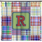 Blue Madras Plaid Print Shower Curtain - Custom Size (Personalized)