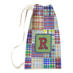 Blue Madras Plaid Print Laundry Bags - Small (Personalized)