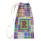 Blue Madras Plaid Print Small Laundry Bag - Front View