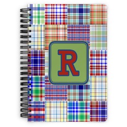 Blue Madras Plaid Print Spiral Notebook (Personalized)