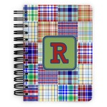 Blue Madras Plaid Print Spiral Notebook - 5x7 w/ Initial